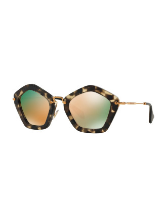 miumiu女款五边形琥珀偏光太阳镜