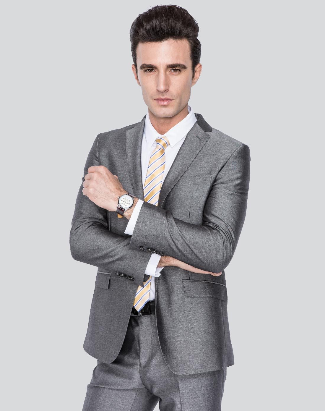 法派银色端庄长袖西服a2b06511f8_唯品会