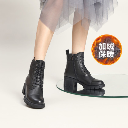 女鞋 加绒保暖 牛皮 冬季新款厚底高跟休闲靴短靴马丁靴子女 女鞋 加绒保暖 牛皮 冬季新款厚底高跟休闲靴短靴马丁靴子女
