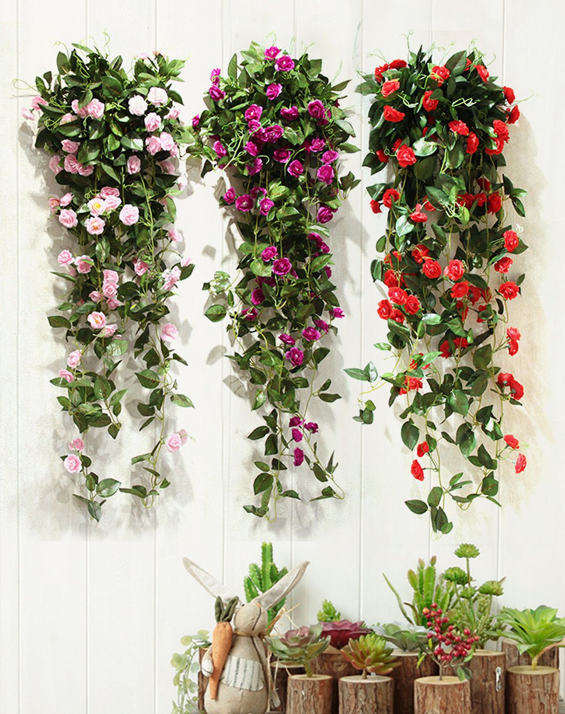 (清仓)仿真花艺花藤假花壁挂家居装饰植物墙饰